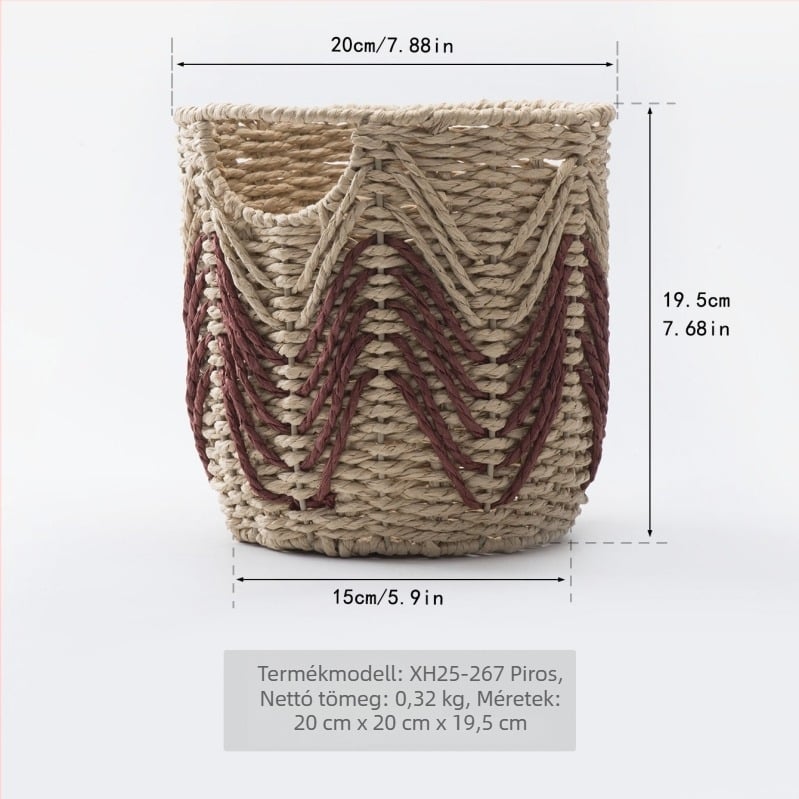 Skandináv stílusú imitált rattan szövött tárolókosár, kézzel készített dekoratív kosár a hálószoba és a gyerekszoba számára