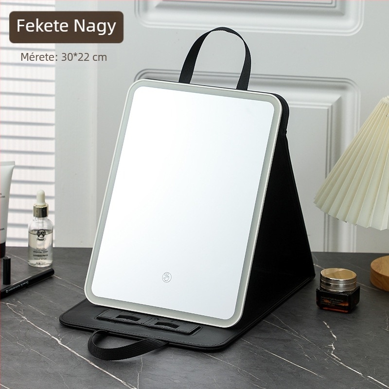 Kényelmes összecsukható sminktükör világítással, asztalhoz és kollégiumi szobába