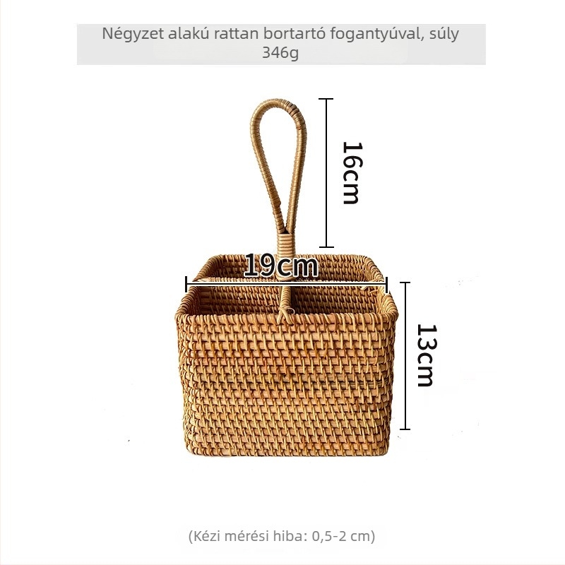Kézzel készített fonott rattan tároló doboz dohányzóasztalhoz, távirányító és bor tárolására