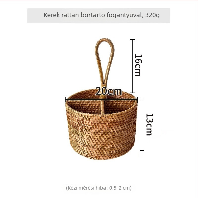 Kézzel készített fonott rattan tároló doboz dohányzóasztalhoz, távirányító és bor tárolására