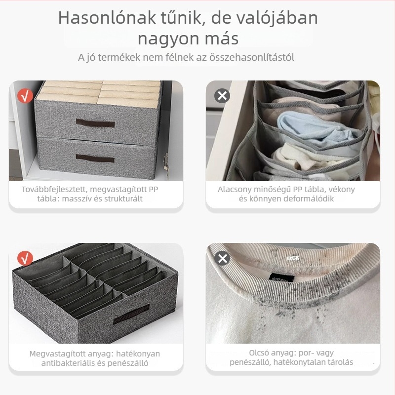 Dupla soros textil ruhatároló doboz gardróbhoz, 18 L, összecsukható