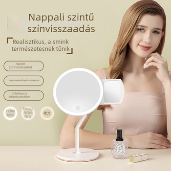 Sminktükör világítással, asztali, kétoldalas, hordozható Ultra HD