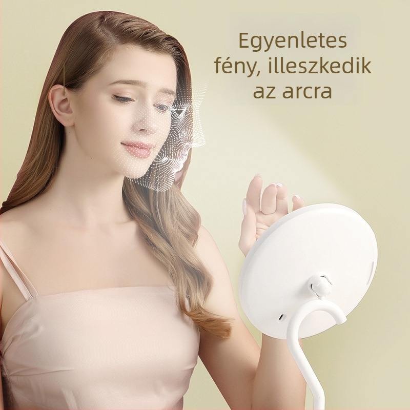 Sminktükör világítással, asztali, kétoldalas, hordozható Ultra HD