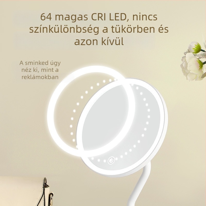 Sminktükör világítással, asztali, kétoldalas, hordozható Ultra HD