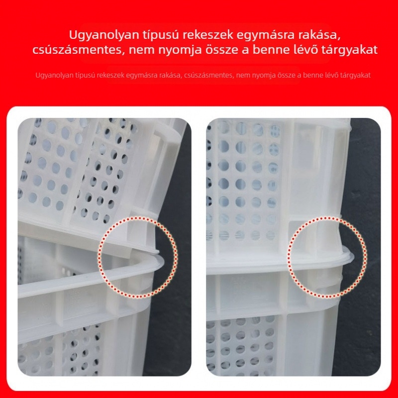 Műanyag szellőző kosár fedővel élelmiszer szállítására, zöldség és gyümölcs tárolására
