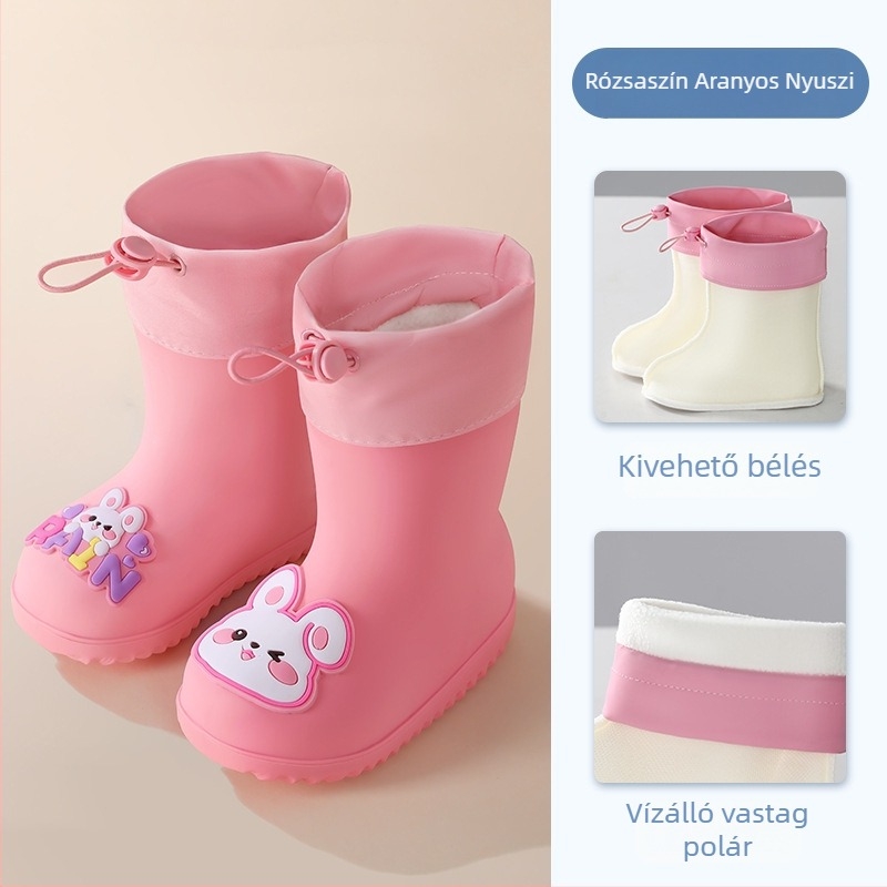 Gyermek esőcsizma fiúknak és lányoknak, csúszásmentes talppal, vízálló, kisgyermekeknek és iskolásoknak megfelelő