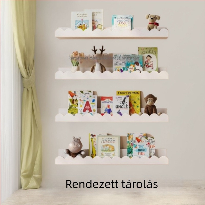 Személyre szabható gyerekszoba falra szerelhető tárolópolc, több szintes könyvespolc, fa falidekor