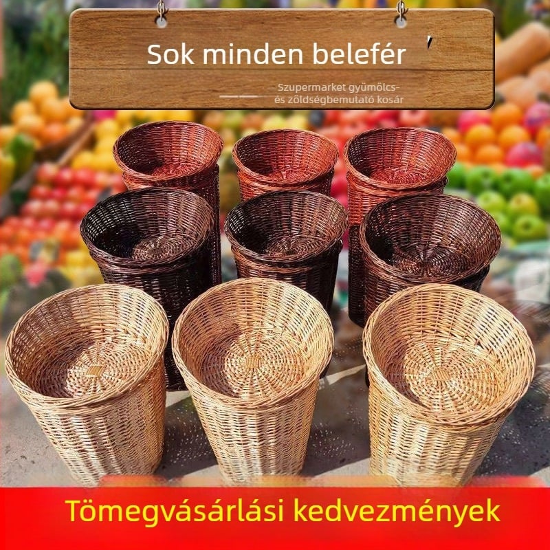 Rattan fonott gyümölcs- és zöldségkosár
