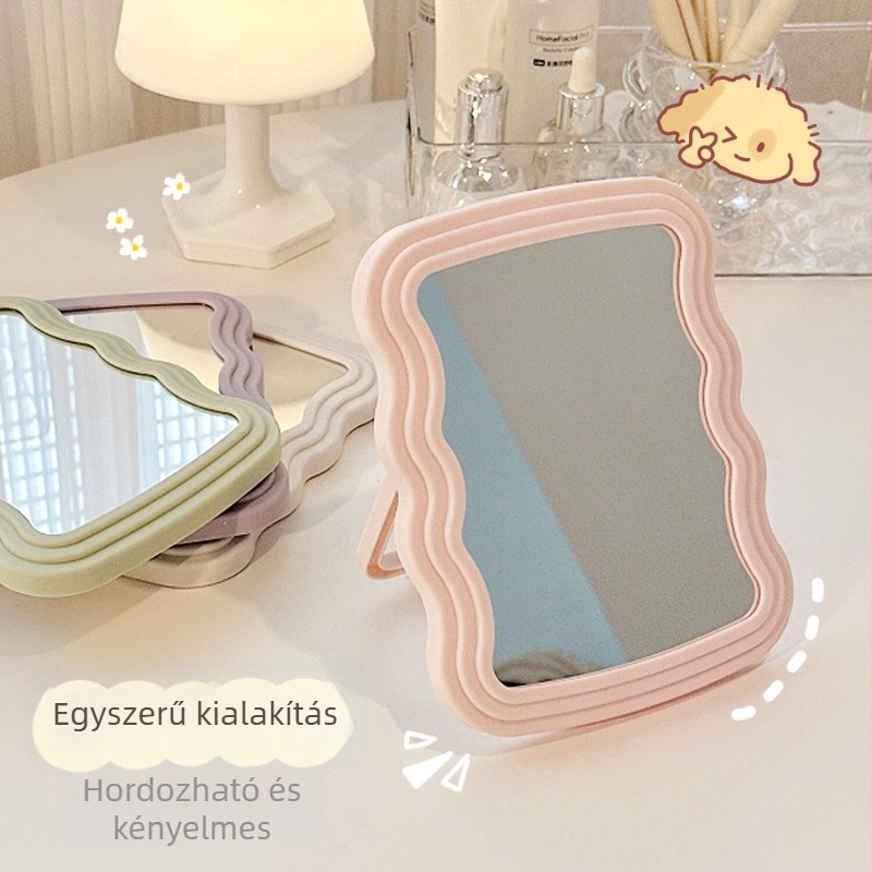 Aranyos sminktükör minimalista dizájnnal, asztali vagy falra szerelhető, kompakt és HD minőségű tükör