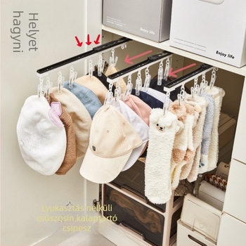 Fali sapka- és kisebb ruhadarabokhoz klipszekkel — egyszintes falra szerelhető