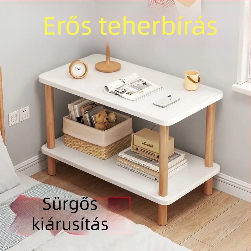 Nordic stílusú éjjeliszekrény üvegtetővel és tárolópolccal