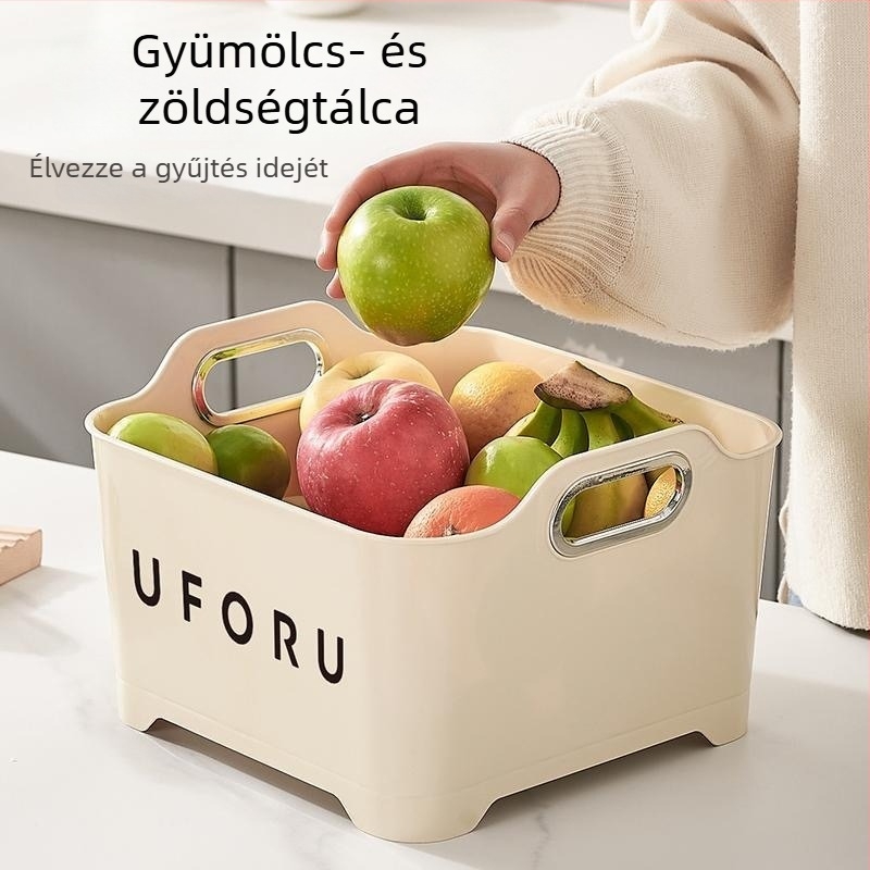Krémszínű konyhai leszárító kosár zöldségek és gyümölcsök mosásához, multifunkcionális tárolás, könnyed luxus dizájn fogantyúval