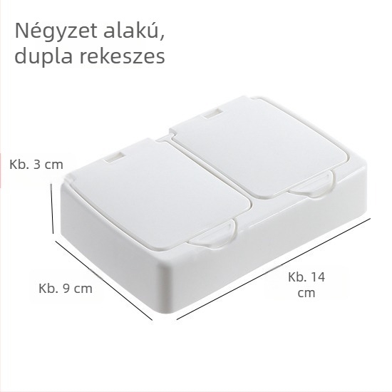 Mini asztali tároló doboz fedéllel, pop-up nyitással, porálló műanyag rendező sminkpárnákhoz és vattapálcikákhoz
