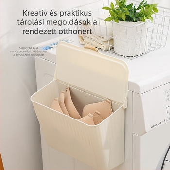Könnyű luxus fehérnemű rendszerező és piszkos ruhák kosara, falra szerelhető fürdőszobai tároló doboz fedéllel, többfunkciós konyhai polc, fúrás nélkül