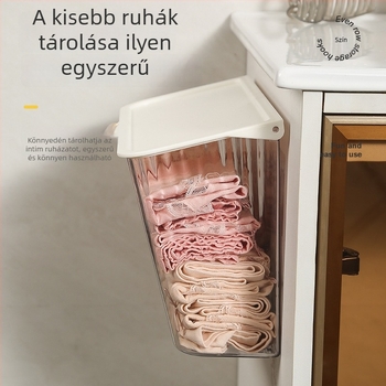 Könnyű luxus fehérnemű rendszerező és piszkos ruhák kosara, falra szerelhető fürdőszobai tároló doboz fedéllel, többfunkciós konyhai polc, fúrás nélkül