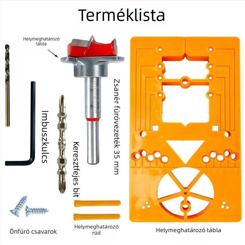 Zsanérnyílásnyitó készlet visszacsapó mechanizmussal szekrényekhez és fa panelokhoz