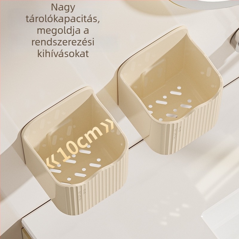 Fali fürdőszobai tároló kozmetikumok, fogkefék, fogkrém és nedves törlőkendők számára – multifunkcionális tároló