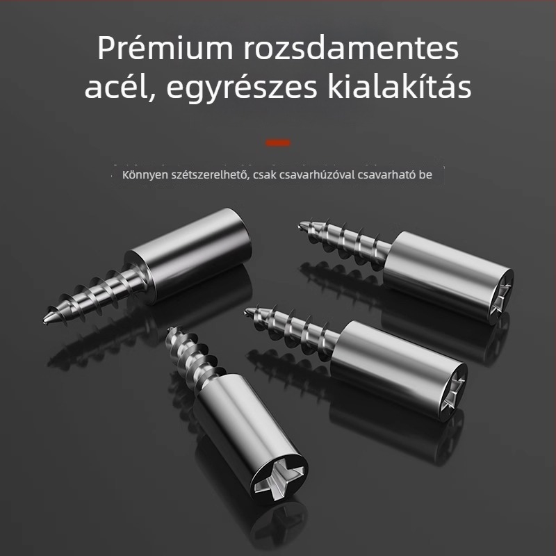 Integrált önmetsző csavaros polctartó ruhásszekrényekhez és válaszfal panelekhez