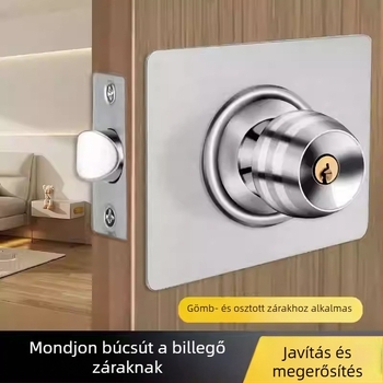 Rozsdamentes acél gömbzár javítólemez szekrényajtókhoz, modell 042, lyukasztás nélküli rögzítés, kefés felület, modern minimalista stílus