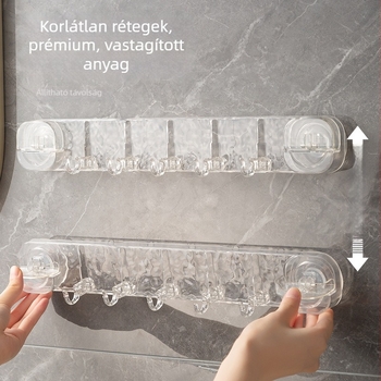 Fúrás nélküli forgó vákuumos akasztó fürdőszobai ajtó mögé, erős műanyagból, vízálló, teherbírás 5 kg