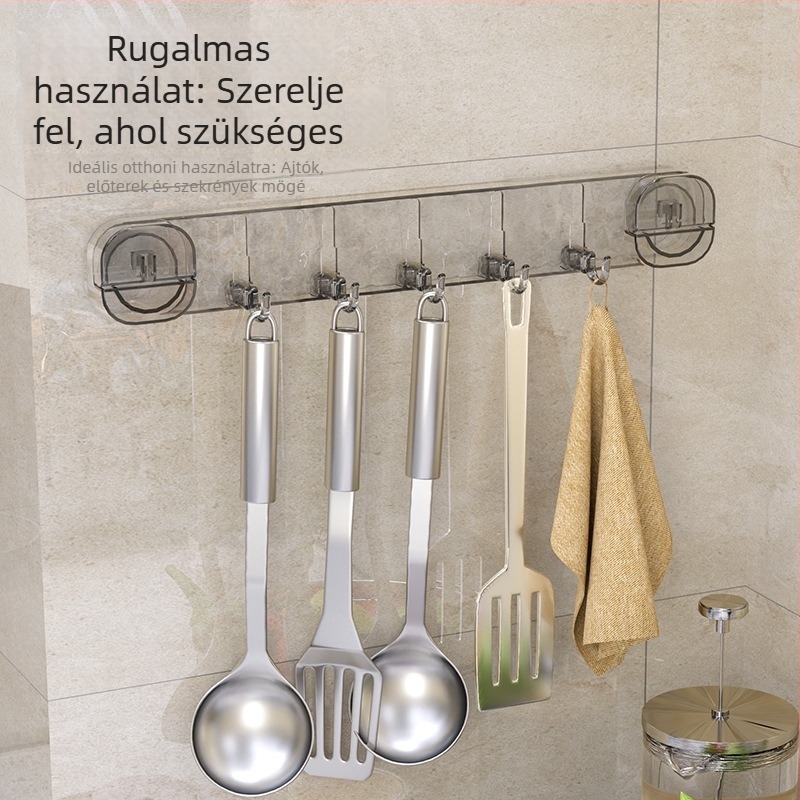 Fúrás nélküli forgó vákuumos akasztó fürdőszobai ajtó mögé, erős műanyagból, vízálló, teherbírás 5 kg