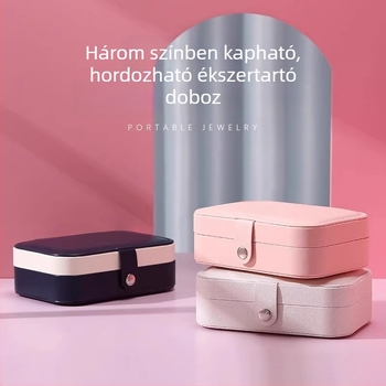 Hordozható ékszertároló doboz, utazáshoz ideális, kompakt, elegáns, nagy kapacitású, fülbevalók, gyűrűk és nyakláncok számára