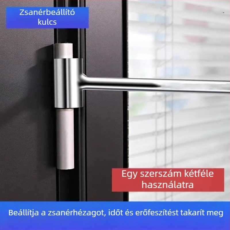 Zsanérhézag-állító eszköz, ajtózsanér-állító eszköz, zászló alakú zsanér-állító eszköz