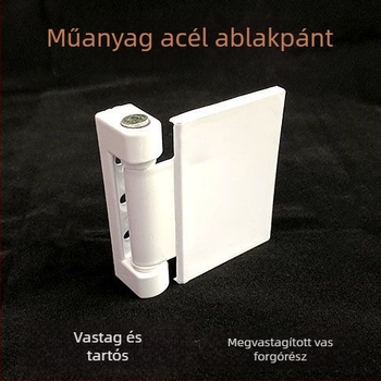 Műanyag–acél ablakzsanérok, belső és külső síknyitású, összecsukható sík zsanérok, nagy lemezű