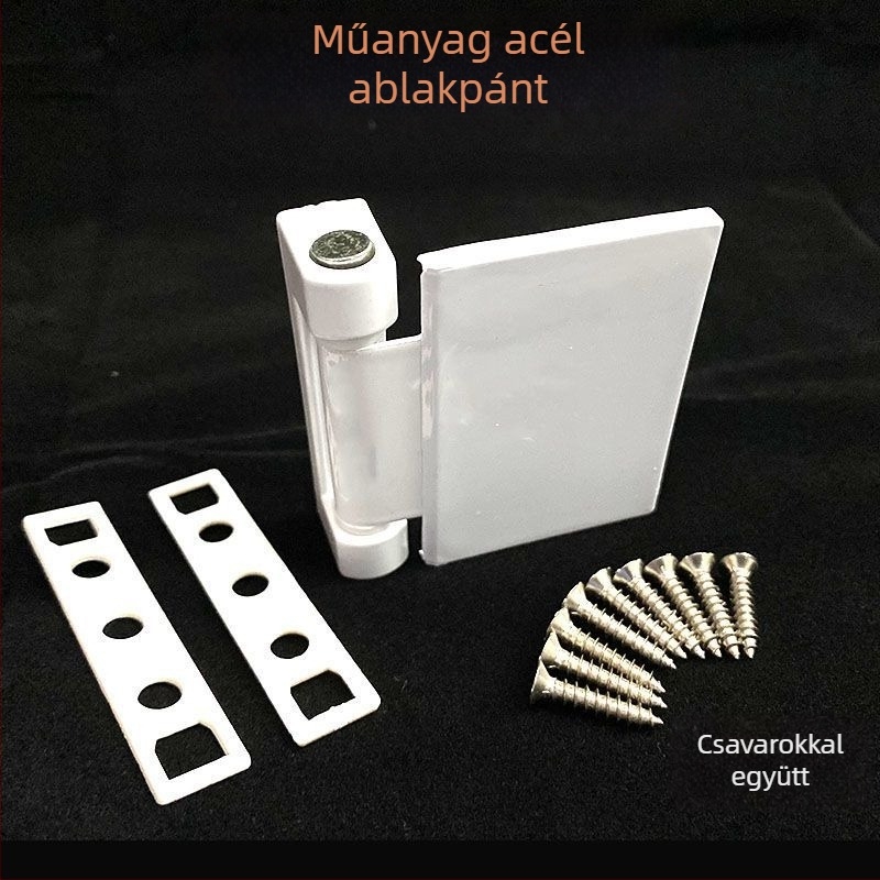 Műanyag–acél ablakzsanérok, belső és külső síknyitású, összecsukható sík zsanérok, nagy lemezű