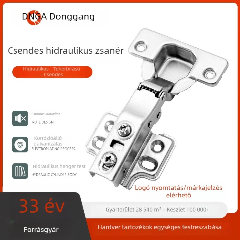 D8 hidraulikus konyhaszekrényajtó zsanér buferrel, hangtalan csillapítás, acél hardver