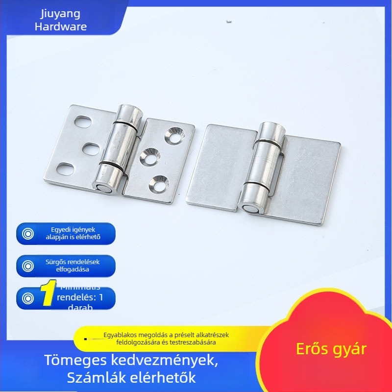 304 rozsdamentes acél hegesztett zsanér, nehéz ipari kivitel, méretek 50×75×3 mm
