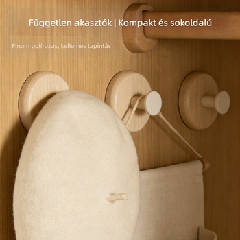 Fából készült ragasztós falikampó, erős teherbírású, fúrás nélkül, ruhák és sapkák számára