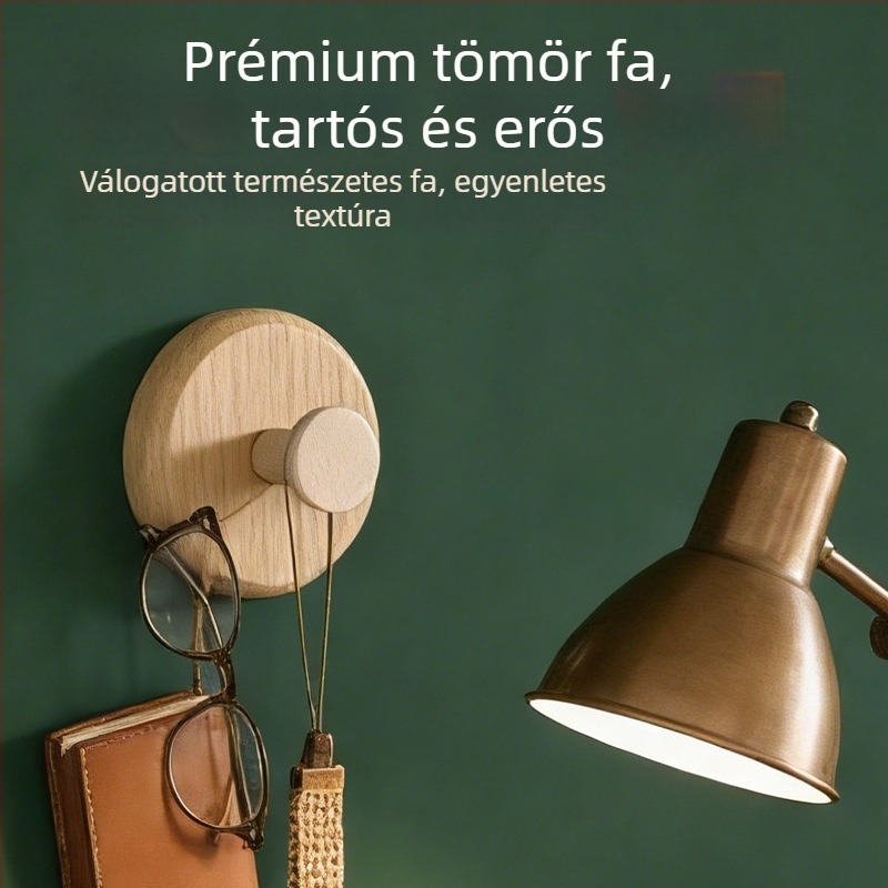Fából készült ragasztós falikampó, erős teherbírású, fúrás nélkül, ruhák és sapkák számára