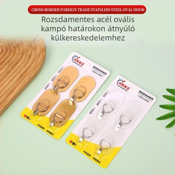 Megvastagított erős ragasztóhorogok fúrás nélkül, 5–10 kg teherbírás, ovális kialakítás, négy darabos készlet, rozsdamentes acélból, otthoni használatra