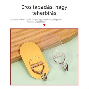 Megvastagított erős ragasztóhorogok fúrás nélkül, 5–10 kg teherbírás, ovális kialakítás, négy darabos készlet, rozsdamentes acélból, otthoni használatra