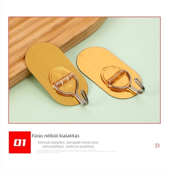 Megvastagított erős ragasztóhorogok fúrás nélkül, 5–10 kg teherbírás, ovális kialakítás, négy darabos készlet, rozsdamentes acélból, otthoni használatra
