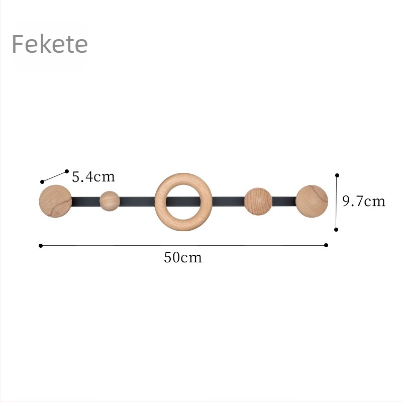 Tömörfa falra szerelhető ruhatartó fúrás nélkül, 3 kampóval az előszobába