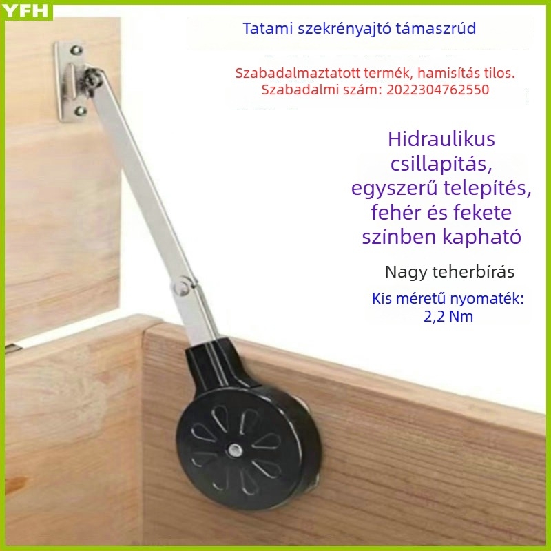 Tatami-stílusú felnyíló szekrényajtó hidraulikus csillapítóval, puffoló rúddal, védelem a szorítás ellen, hardver