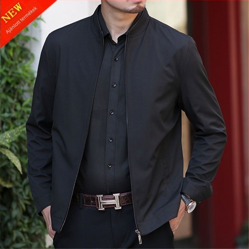 Férfi mulberry selyem zakó - vékony, tavasz-ősz, üzleti-casual, bő szabás, kiváló minőség