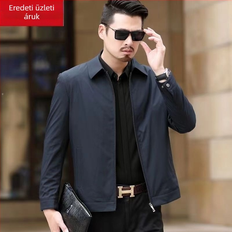Férfi mulberry selyem zakó - vékony, tavasz-ősz, üzleti-casual, bő szabás, kiváló minőség