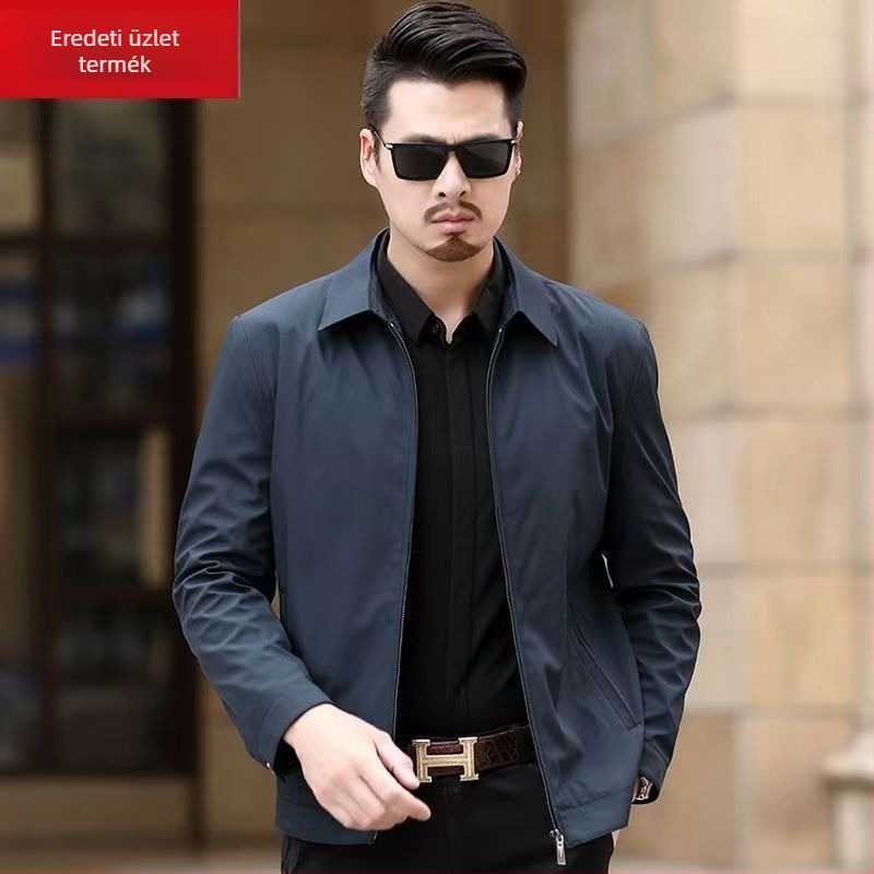 Férfi mulberry selyem zakó - vékony, tavasz-ősz, üzleti-casual, bő szabás, kiváló minőség
