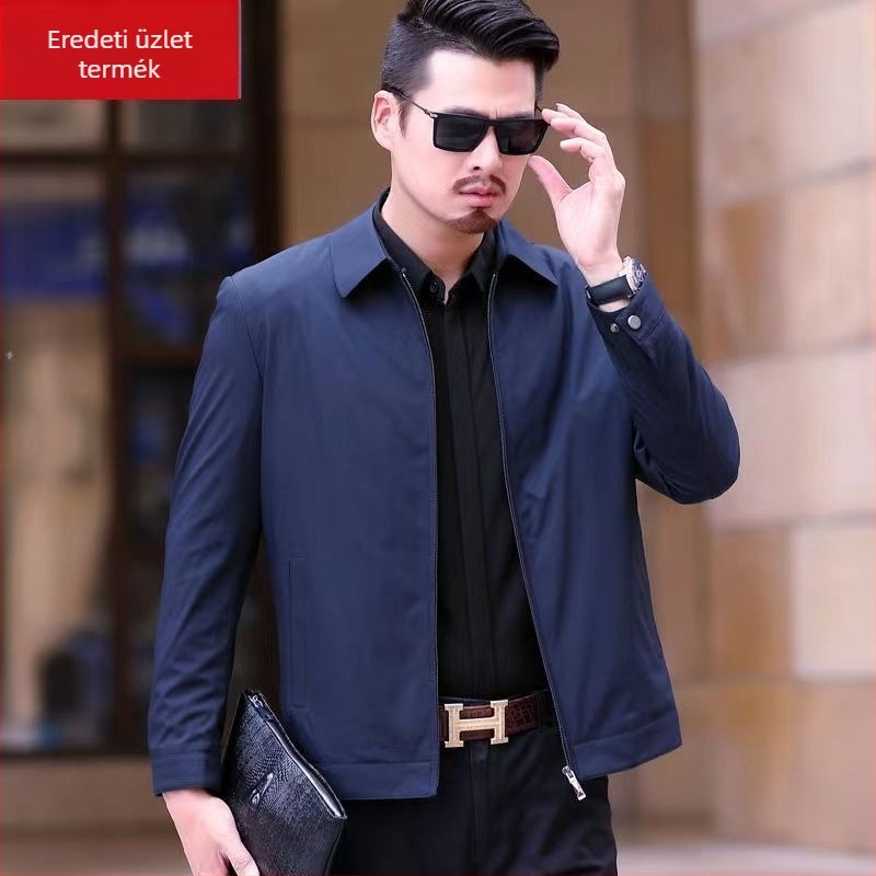 Férfi mulberry selyem zakó - vékony, tavasz-ősz, üzleti-casual, bő szabás, kiváló minőség