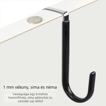 Fém ajtó mögötti fogas, szög nélkül, nyomtalan – ruhafogas fürdőszobára, S-alakú, modern dizájn, 5 kg terhelhetőség
