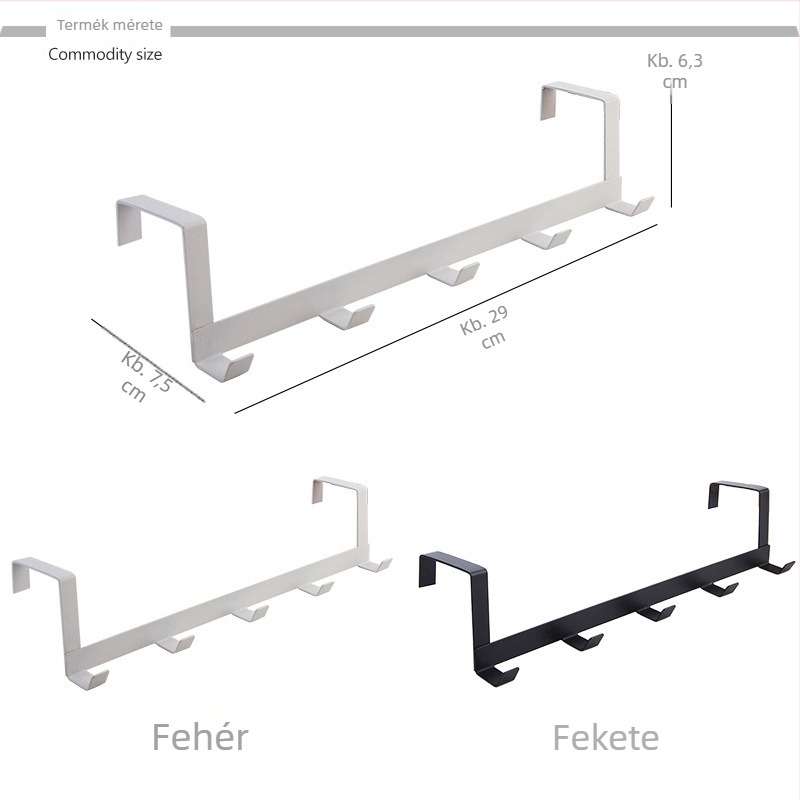 Vasból készült ajtóra szerelhető ruhafogas, több kampó, modern minimalist dizájn