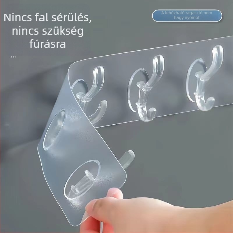 Fúrás nélküli ragasztó akasztócsík – erős falra szerelhető akasztók ajtókhoz, 0–1 kg, konyha és fürdőszoba, modern kristály stílus