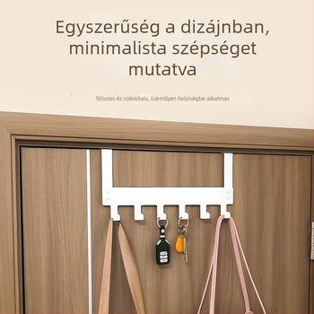 Fúrás nélküli ajtóakasztó, vasból készült ruhakapó, modern minimalist dizájn, 3+ sor horog, 5 kg teherbírás