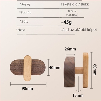 Egyszerű, modern bükkfa falikampó, fúrás nélkül, ragasztós ruhafogas az ajtó mögé