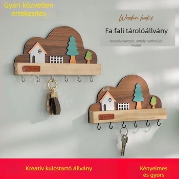 Fából készült, falra szerelhető kulcstartó bejárathoz – aranyos, kreatív dekoráció