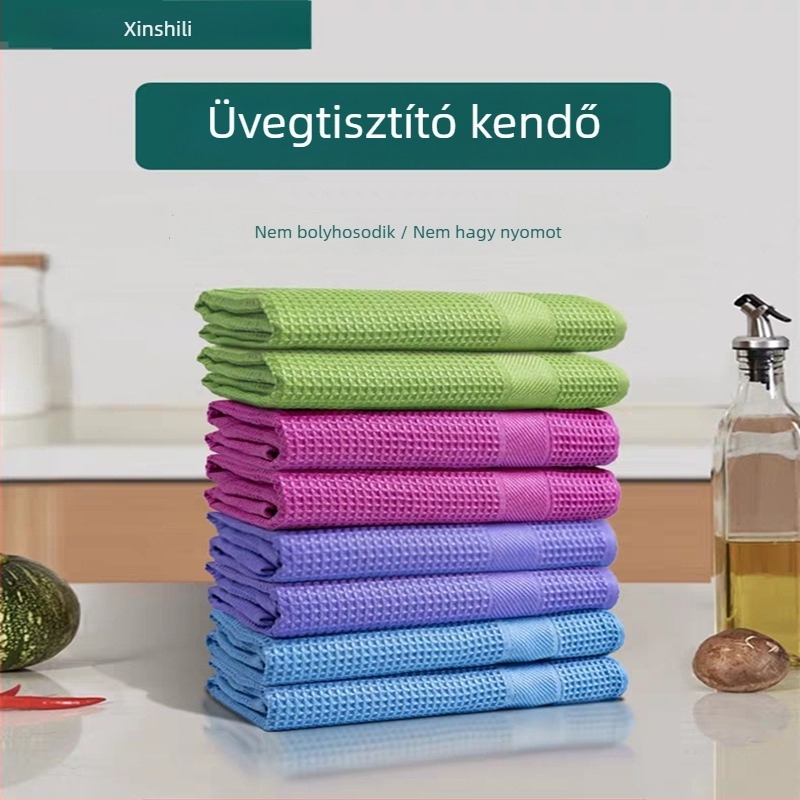 Ultra-finom mikroszálas törlőkendő vafelszövetes textúrával üveg, autóüveg, konyha és otthon tisztítására, méret 40×40 cm, 250 g/m²