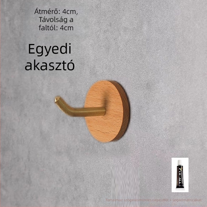 Fekete diófa szilárdfa vállfa erős ragasztóval, fúrás nélküli rögzítés bejárati ajtóhoz és előszobához, bronz felülettel